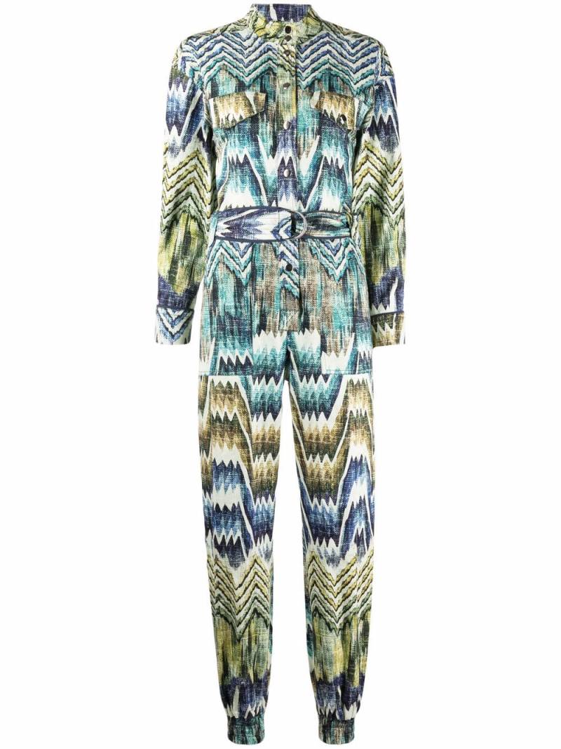 Chufy patterned belted jumpsuit - Green von Chufy