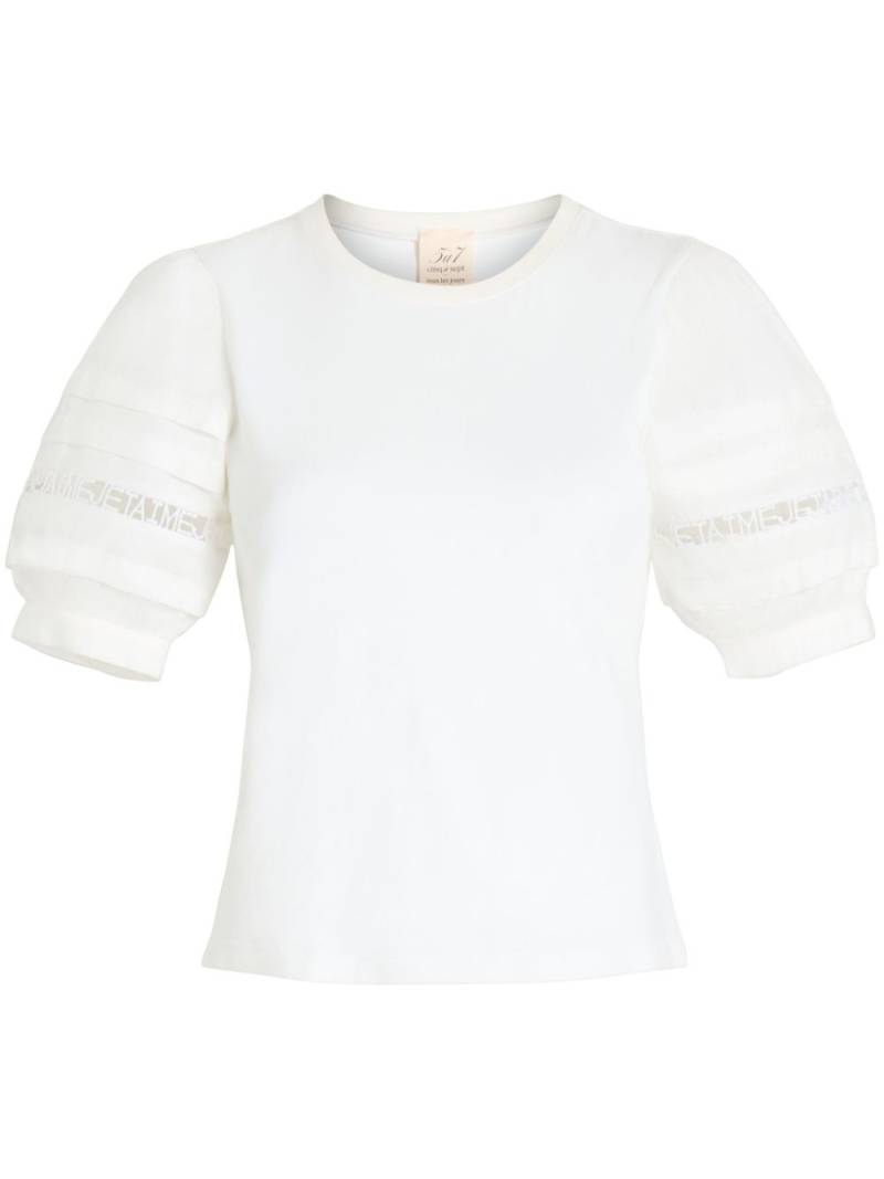 Cinq A Sept Corianna ruffle-detail cotton T-shirt - White von Cinq A Sept