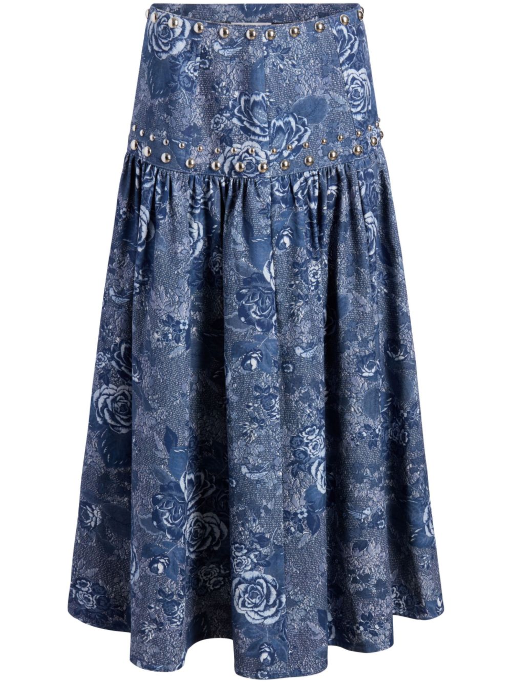 Cinq A Sept Maia studded floral midi skirt - Blue von Cinq A Sept