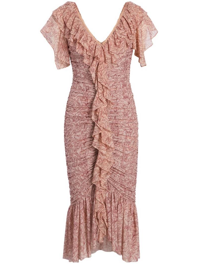 Cinq A Sept Paola ruffle-trim midi dress - Pink von Cinq A Sept