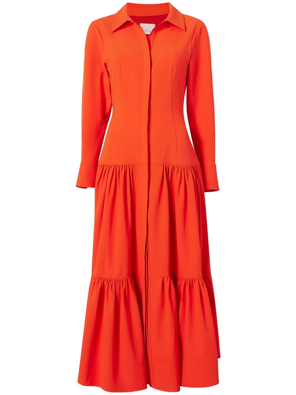 Cinq A Sept button-up long sleeve tiered dress - Orange von Cinq A Sept