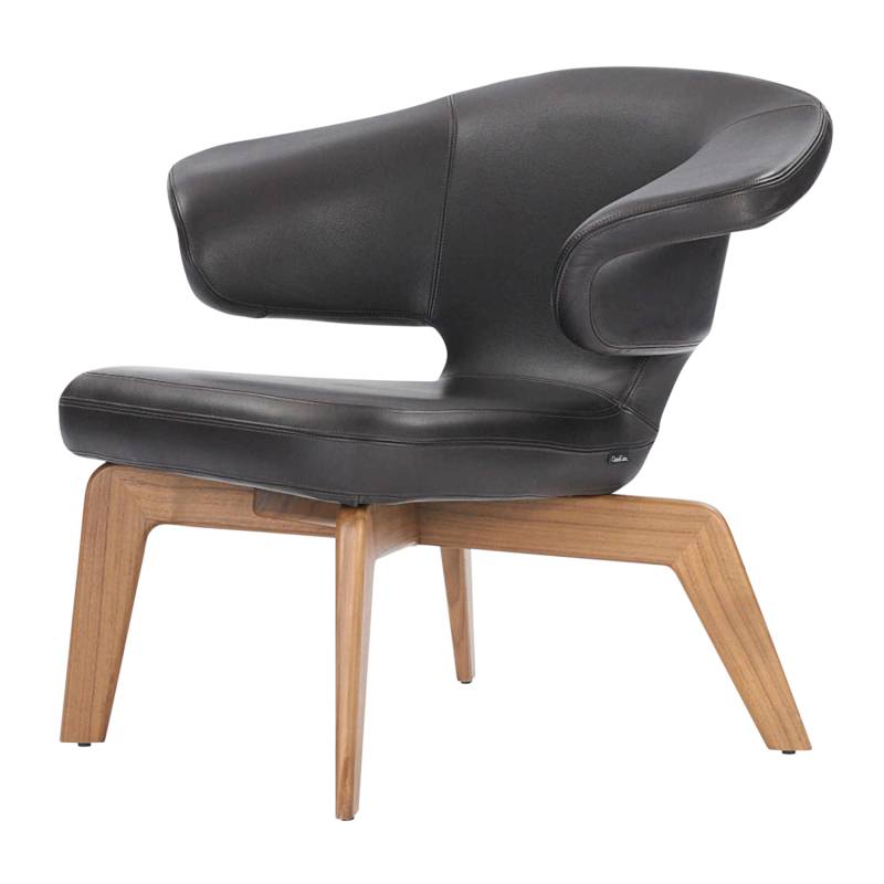 Munich Lounge Chair Sessel, Bezug leder classic schwarz, Gestell nussbaum natur von ClassiCon