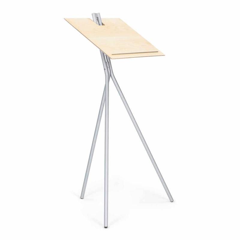 Notos Standing Desk Stehpult, Tischplatte ahorn natur, Gestell stahlrohr weissaluminium von ClassiCon