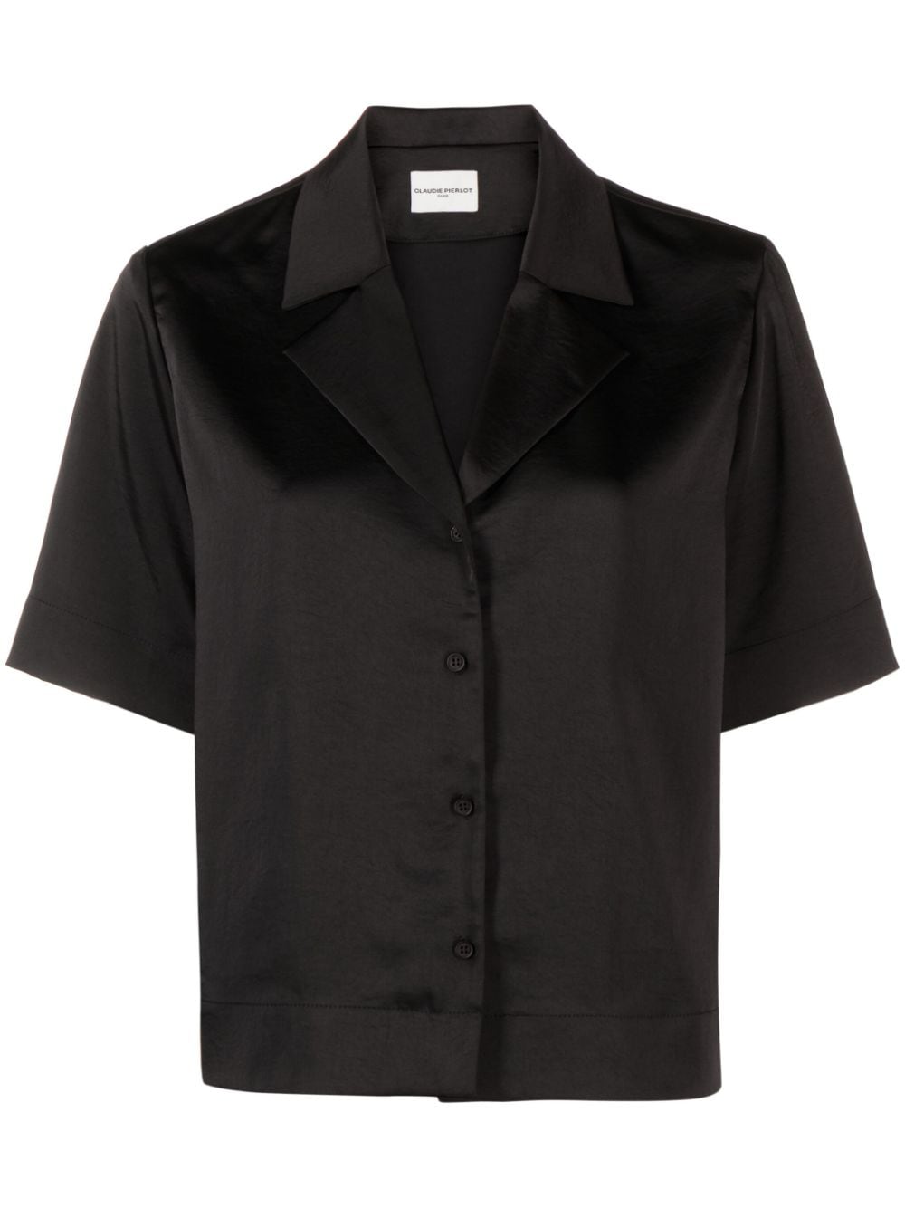 Claudie Pierlot Cuban-collar satin shirt - Black von Claudie Pierlot