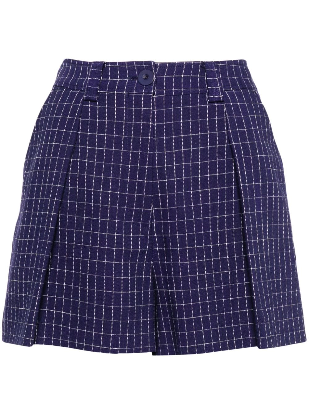 Claudie Pierlot box-pleated checked tailored shorts - Blue von Claudie Pierlot