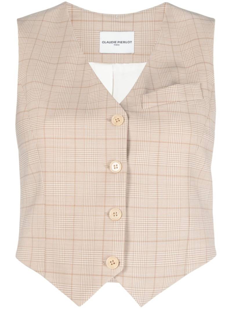 Claudie Pierlot check-pattern V-neck waistcoat - Neutrals von Claudie Pierlot