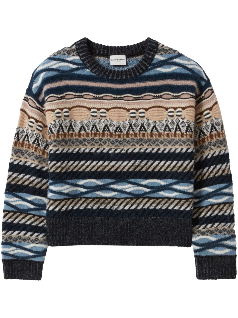 Claudie Pierlot crew-neck instarsia-knitted jumper - Blue von Claudie Pierlot