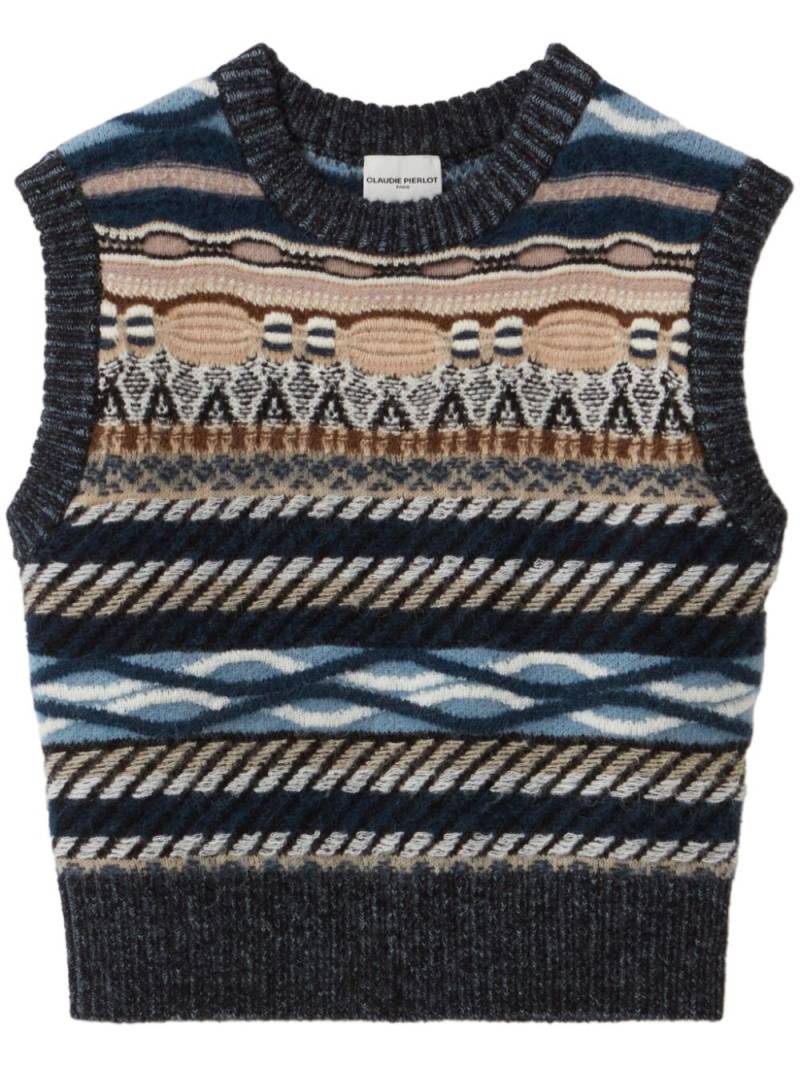 Claudie Pierlot crew-neck intarsia-knitted vest - Blue von Claudie Pierlot