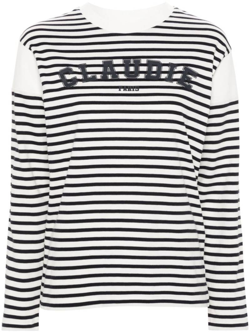 Claudie Pierlot logo-print breton stripe T-shirt - White von Claudie Pierlot