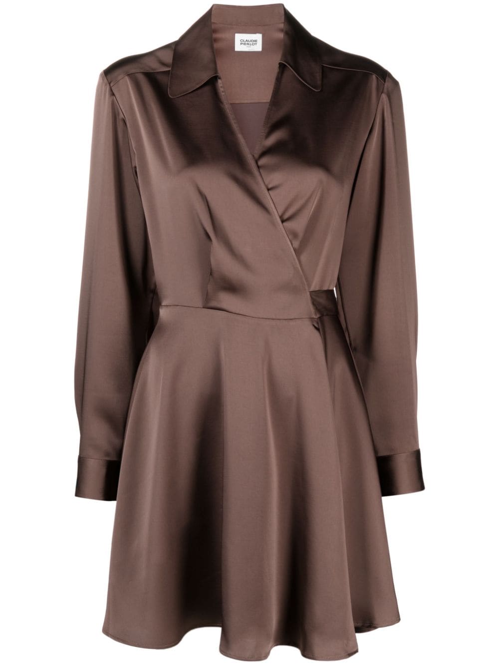 Claudie Pierlot satin-finish flared wrap dress - Brown von Claudie Pierlot