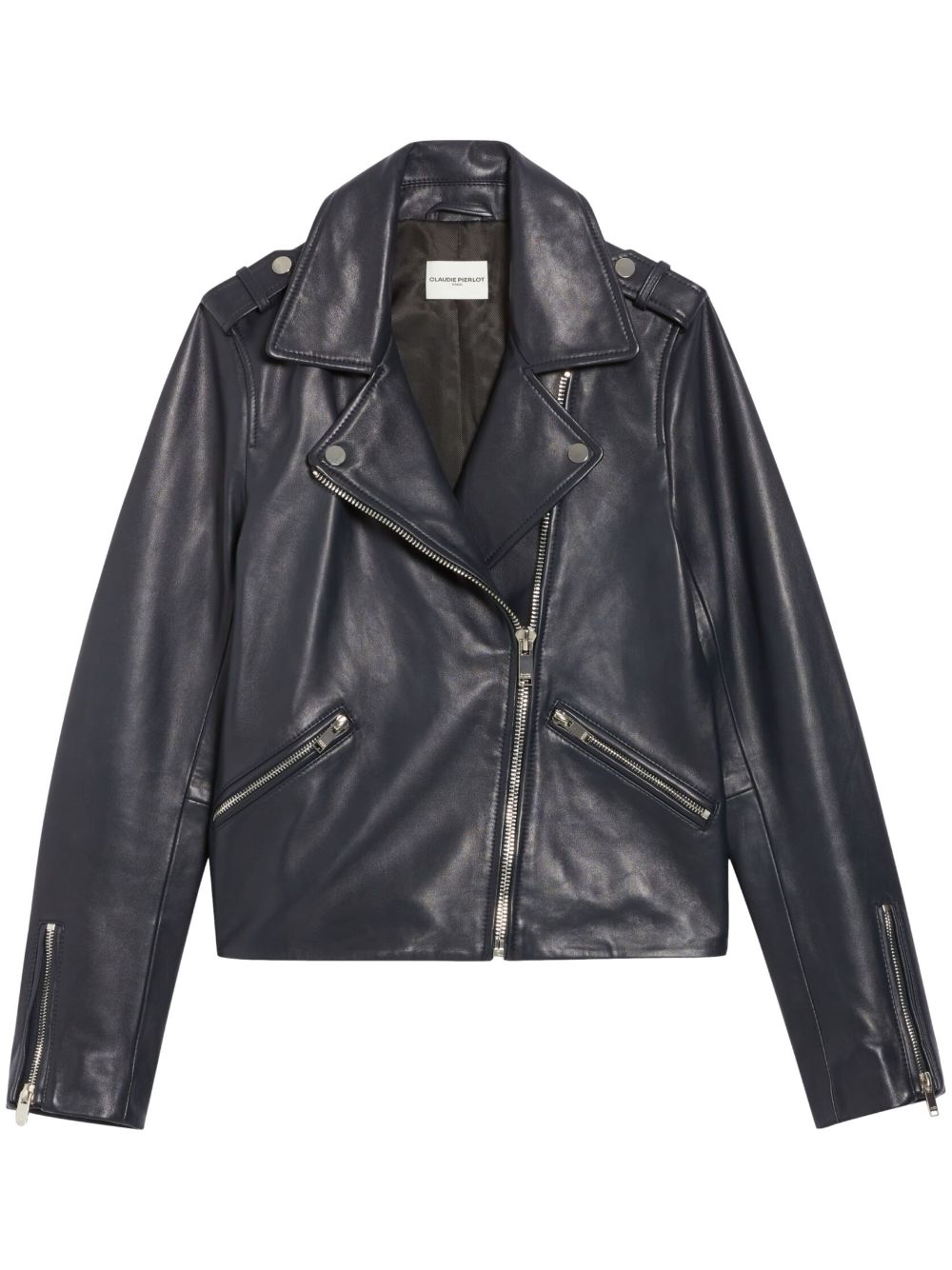 Claudie Pierlot smooth leather biker jacket - Blue von Claudie Pierlot