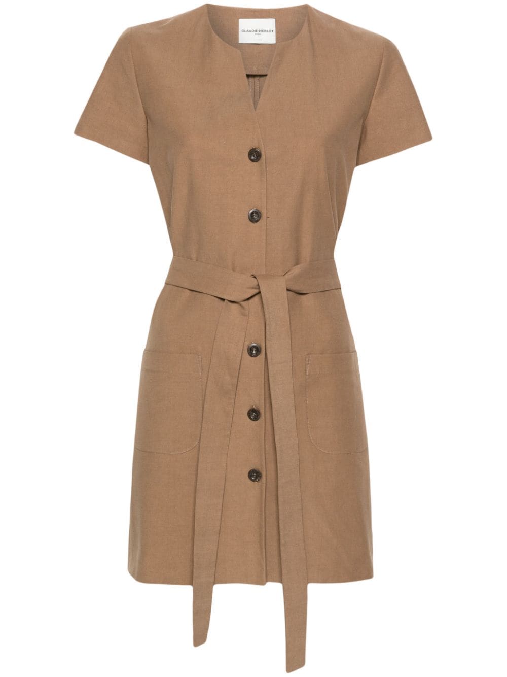 Claudie Pierlot split-neck belted minidress - Brown von Claudie Pierlot