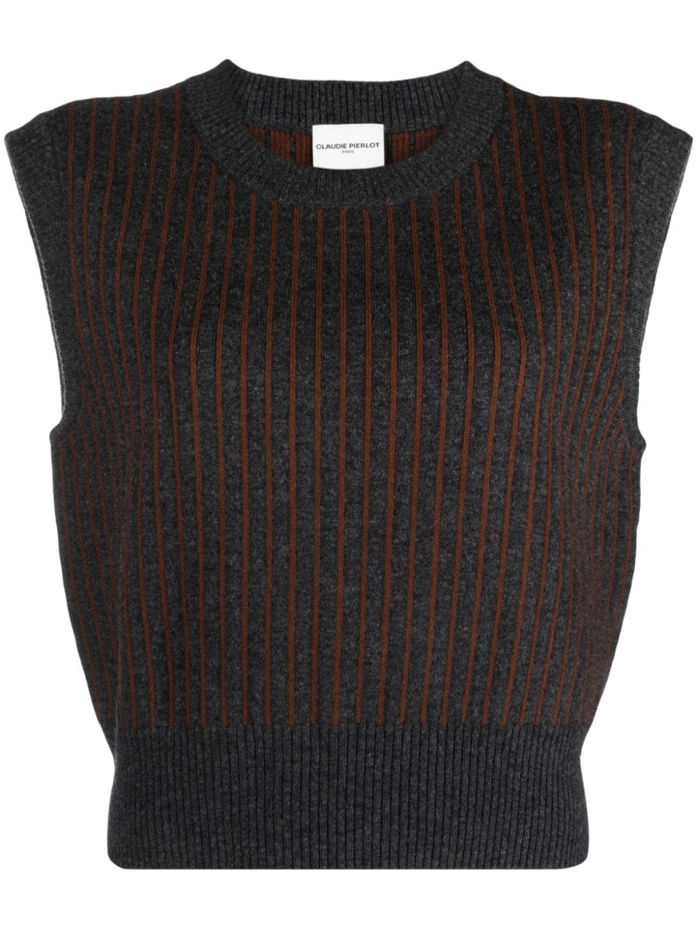 Claudie Pierlot striped round-neck vest - Grey von Claudie Pierlot