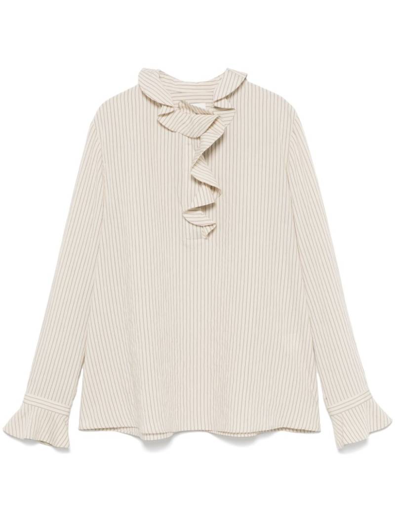 Claudie Pierlot ruffled striped blouse - Neutrals von Claudie Pierlot