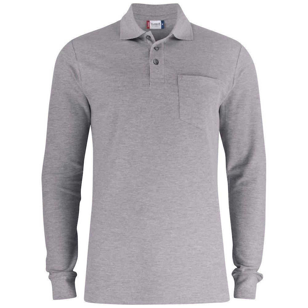 Clique - Basic Poloshirt Langärmlig, für Damen, Grau, Größe S von Clique