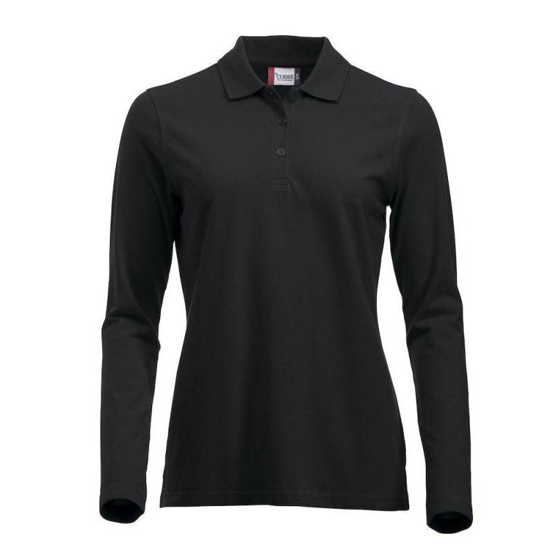 Classic Marion Poloshirt Langärmlig Damen Schwarz S von Clique