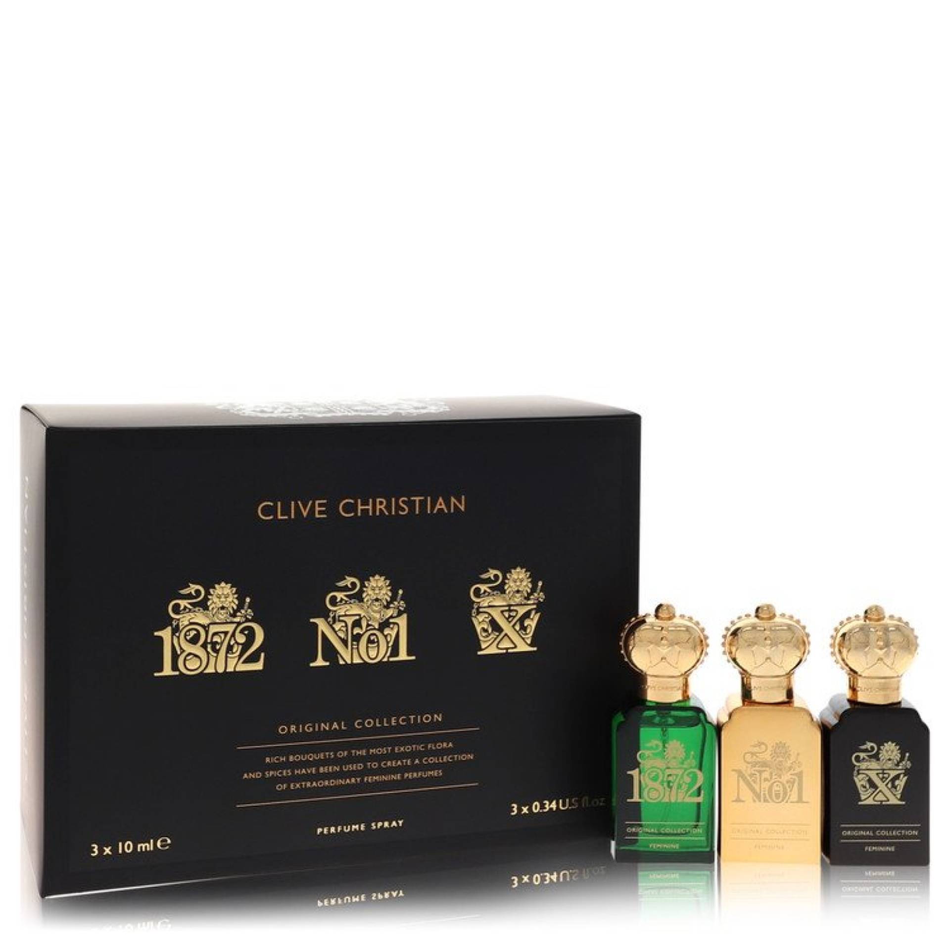 Clive Christian X Gift Set -- Travel Set Includes  1872 Feminine,  No 1 Feminine,  X Feminine all in 10 ml Pure Perfume Sprays von Clive Christian