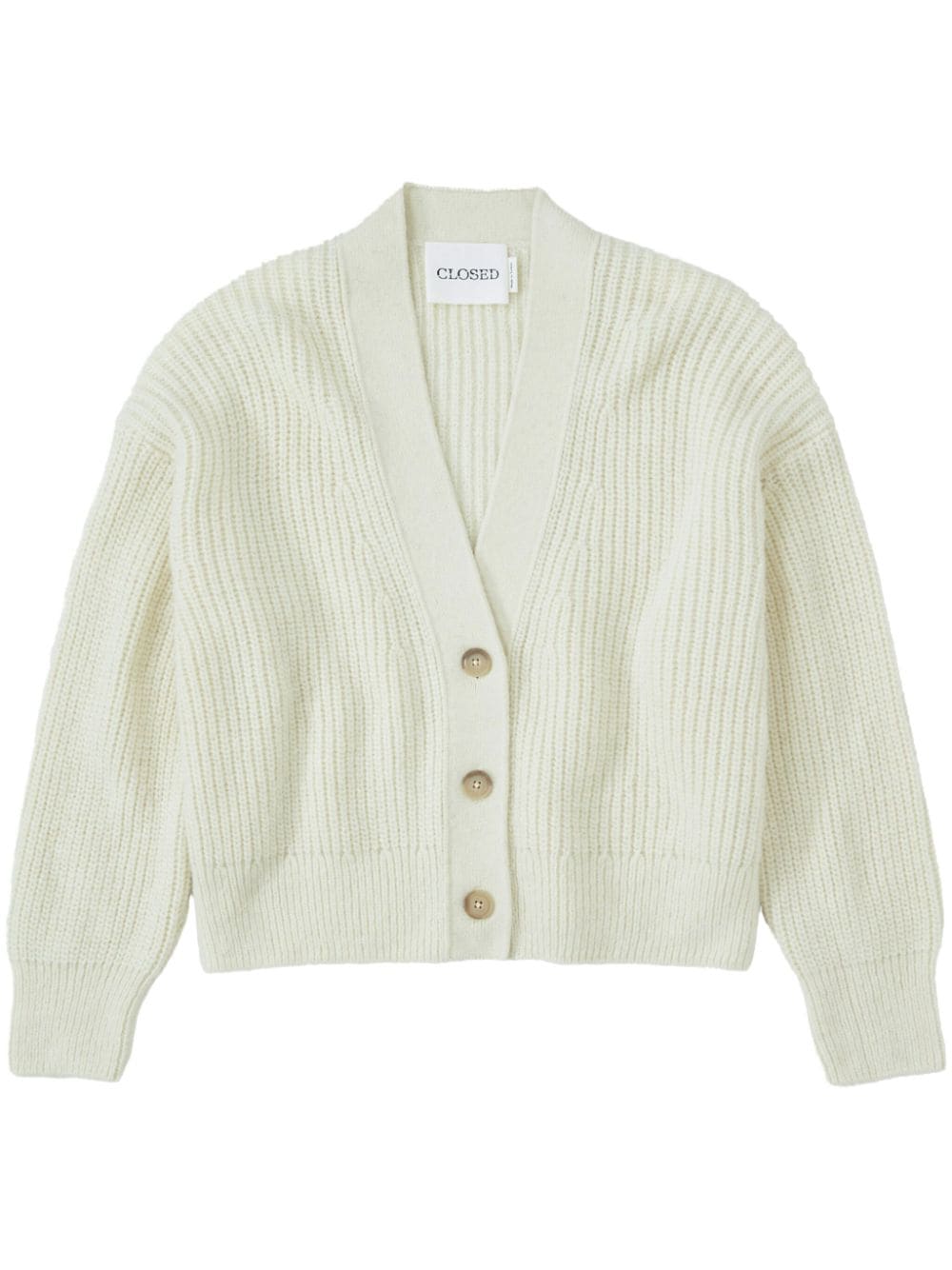 Closed V-neck ribbed-knit cardigan - White von Closed