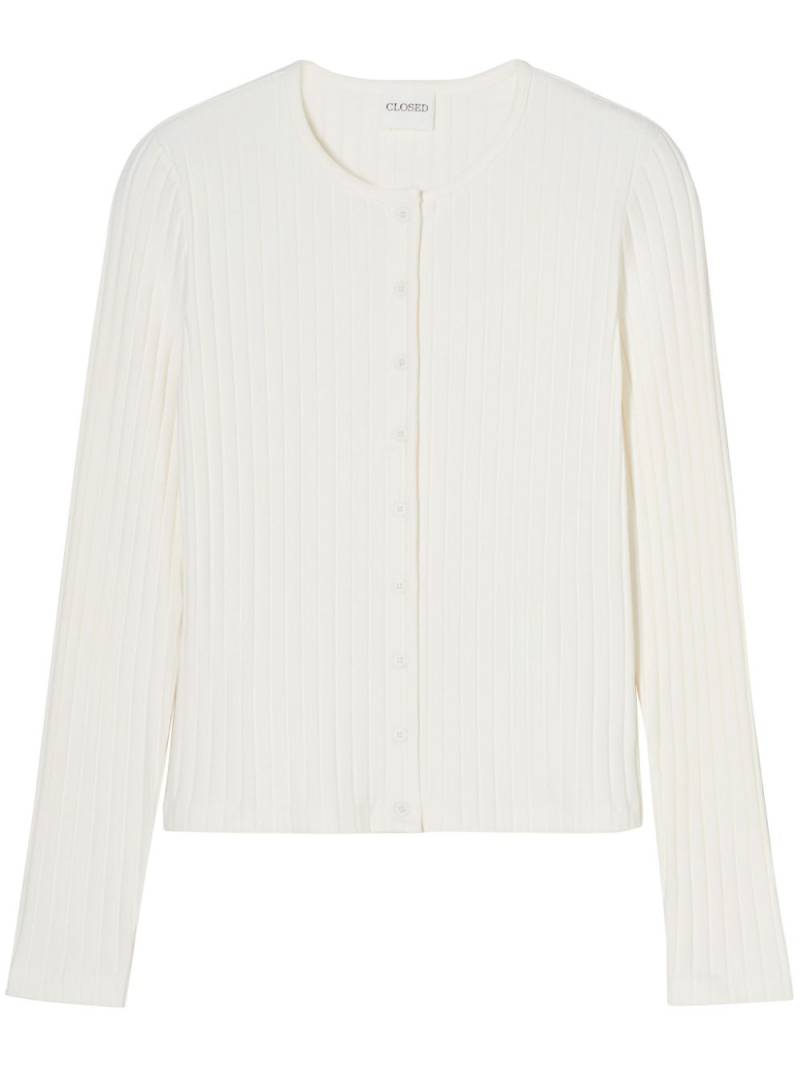 Closed crew-neck ribbed-knit cardigan - White von Closed