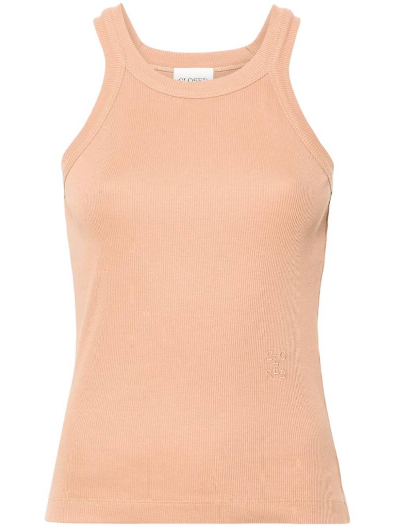 Closed logo-embroidered ribbed tank top - Brown von Closed