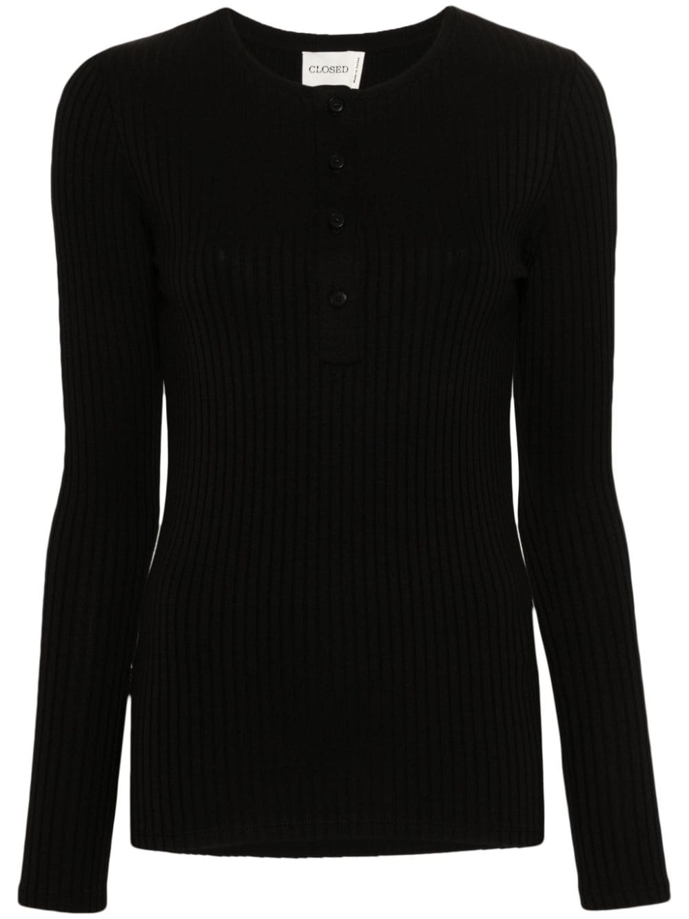 Closed long-sleeve ribbed top - Black von Closed