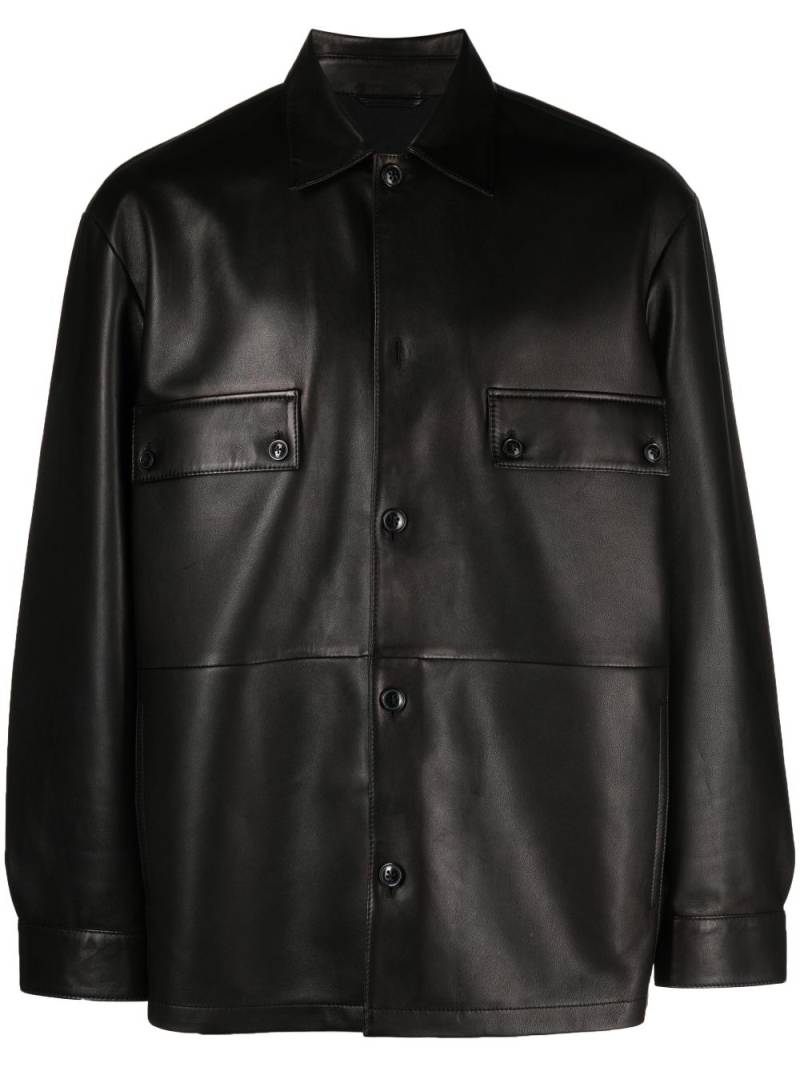 Closed panelled leather overshirt - Black von Closed