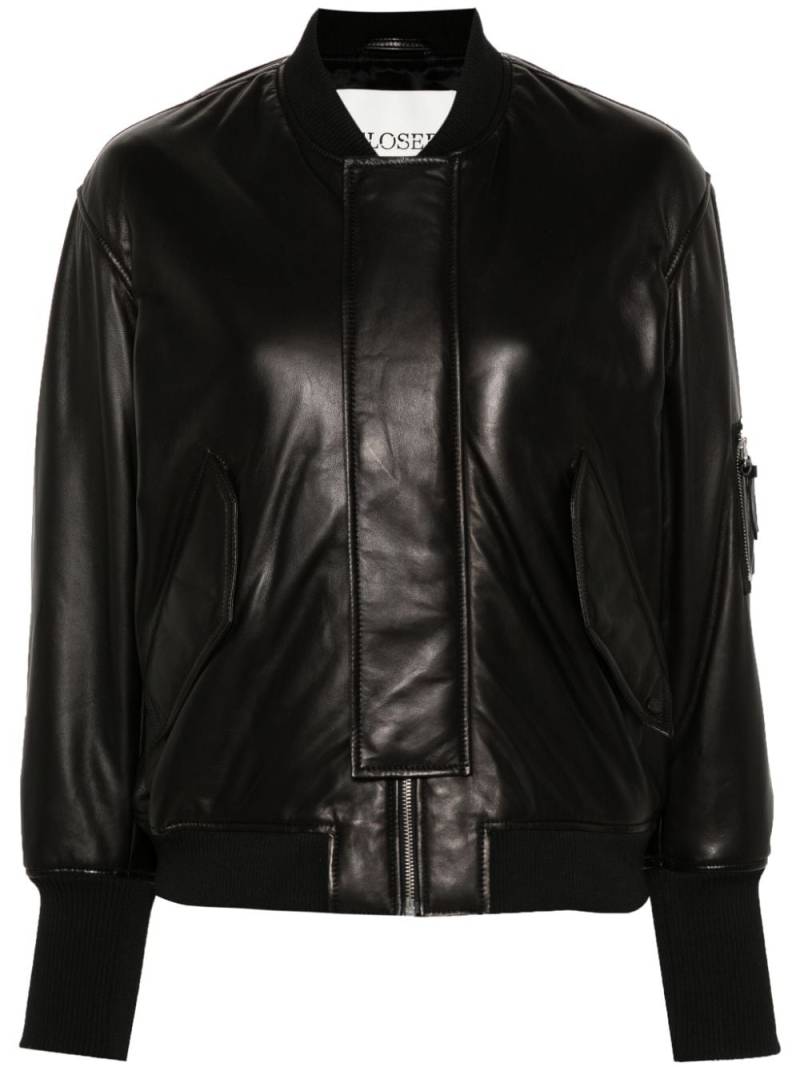 Closed padded leather bomber jacket - Black von Closed