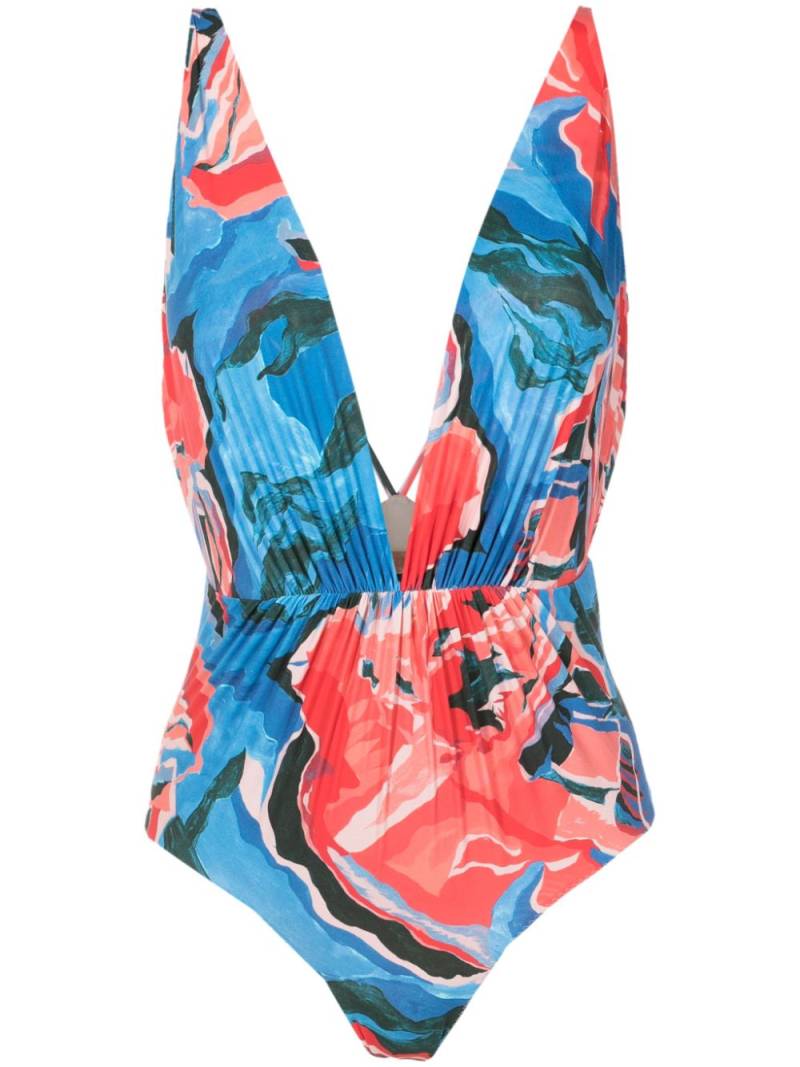 Clube Bossa Clavert plunging swimsuit - Blue von Clube Bossa