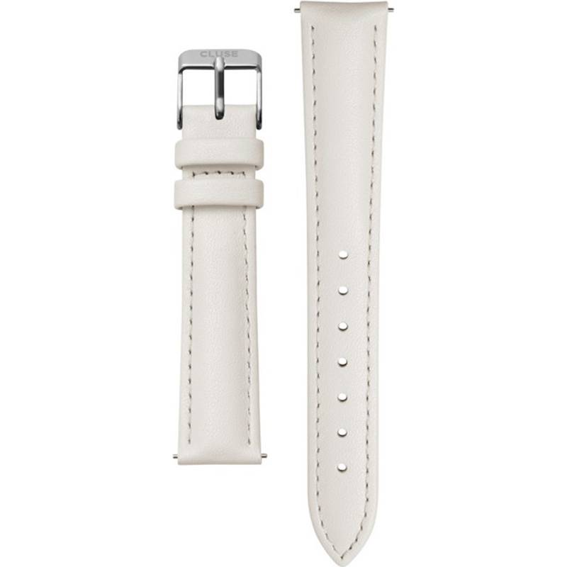 Cluse CS12302 Strap 18 mm Leather Off White, Silver Colour von Cluse