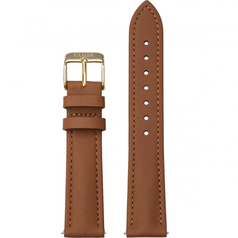 Cluse CS12311 Strap 18 mm, Leather Caramel, Gold von Cluse