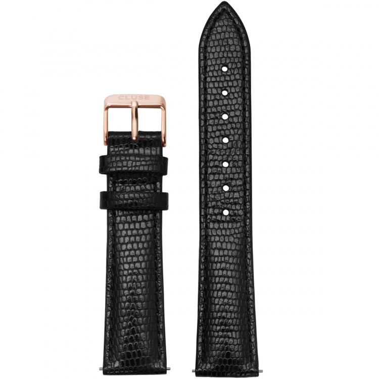 Cluse CS1408101012 CLS068 Strap 18 mm Leather, Black Lizard/ Rose Gold von Cluse