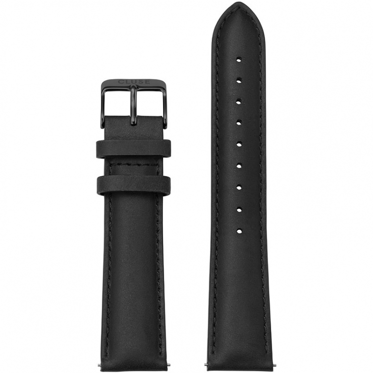 Cluse CS1408101068 Strap 20 mm Leather, Black/ Black von Cluse