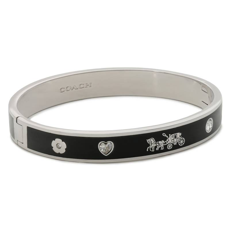 Armband Coach Enamel Horse & Carriage Hinged Bangle Bracelet 37479035RHO003 Silberfarben von Coach