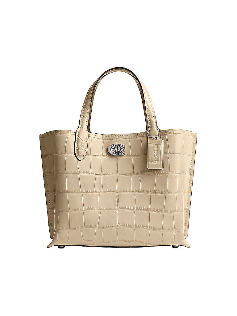 COACH Ledertasche - Umhängetasche WILLOW TOTE 24 CROCO creme von Coach