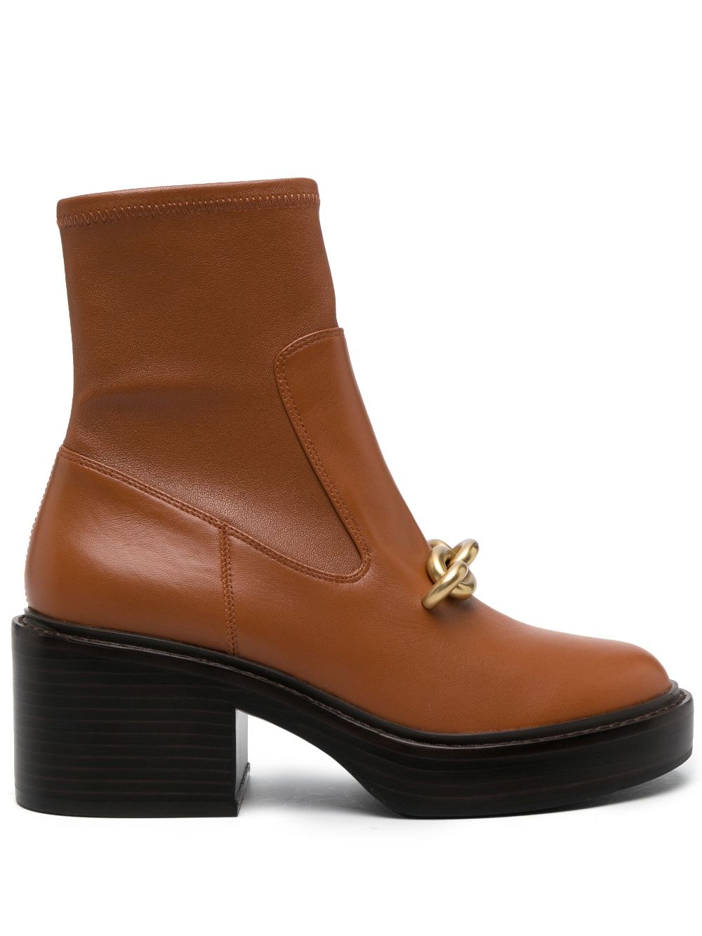 Coach 75mm chain-link detailing leather boots - Brown von Coach