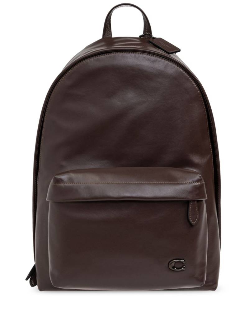 Coach Hall logo-plaque leather backpack - Brown von Coach