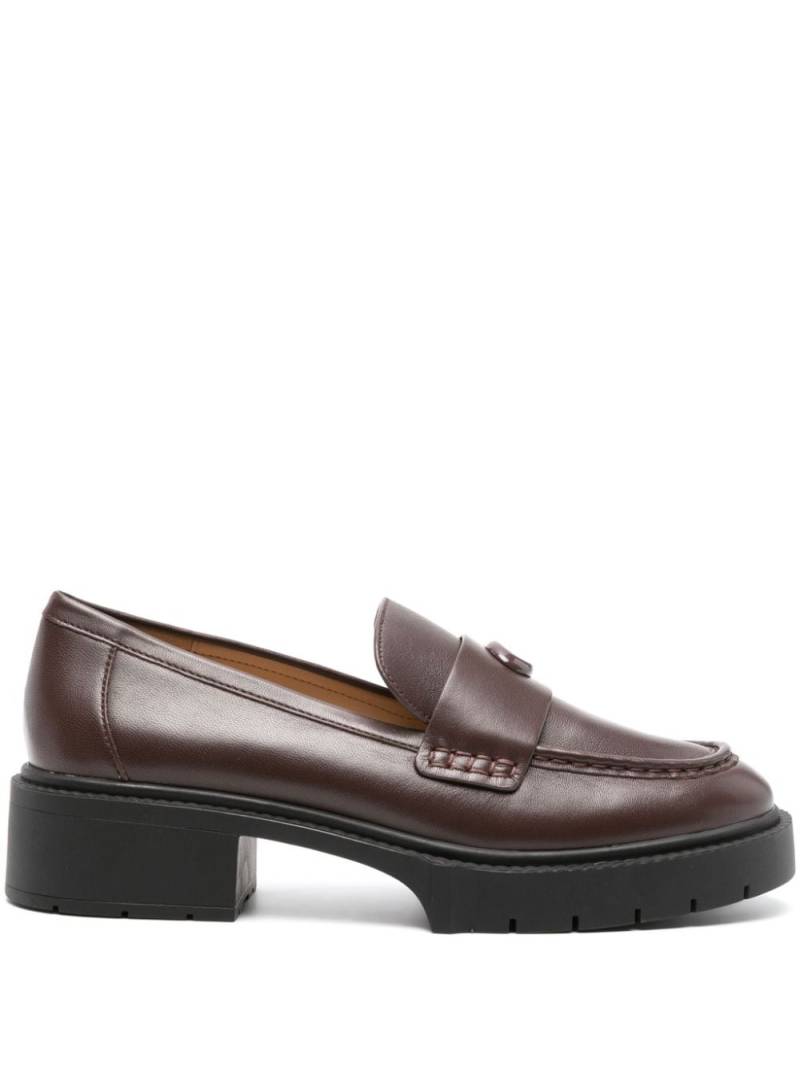 Coach Leah 45mm logo-plaque leather loafers - Brown von Coach