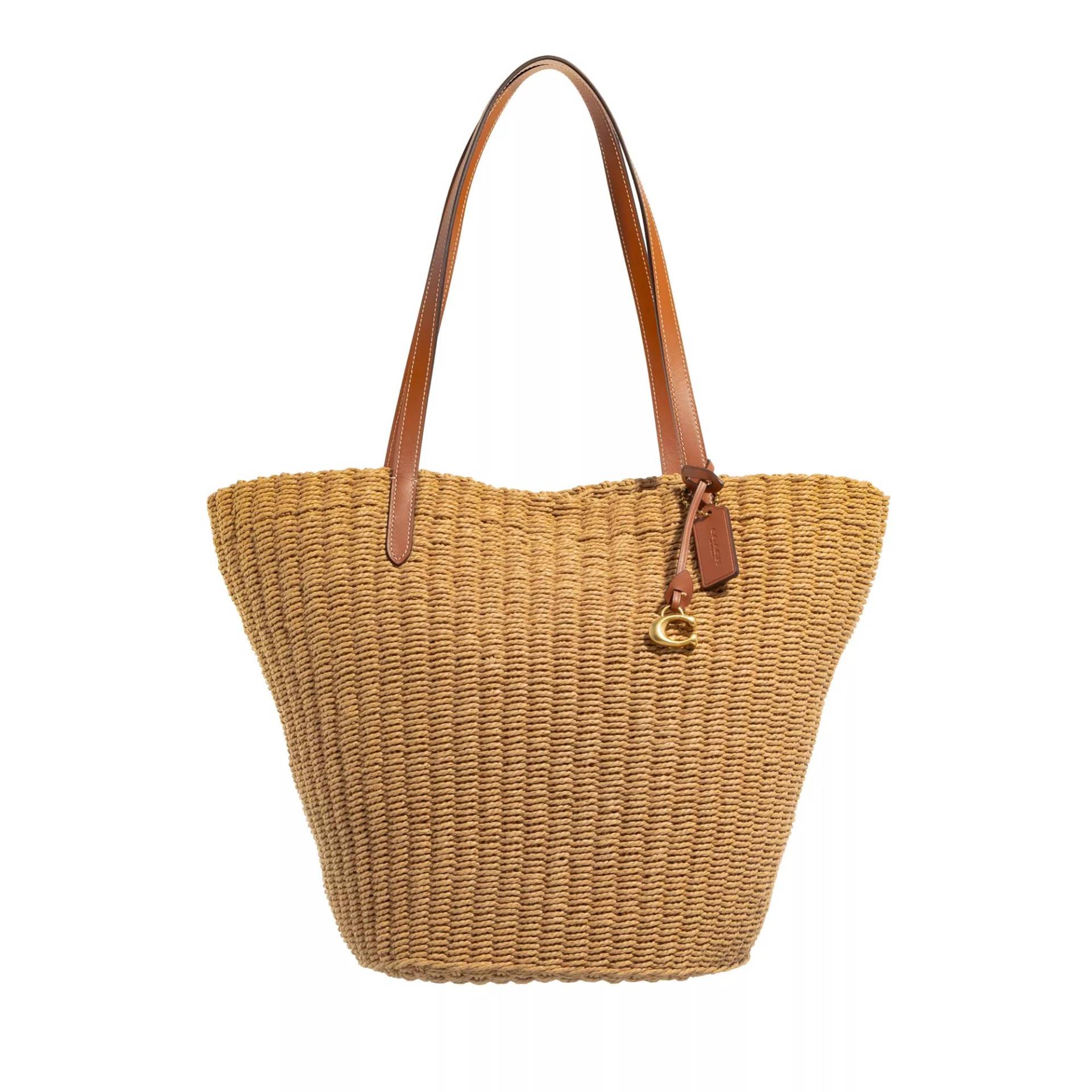 Coach Schultertasche - Straw Tote - Gr. unisize - in Beige - für Damen von Coach