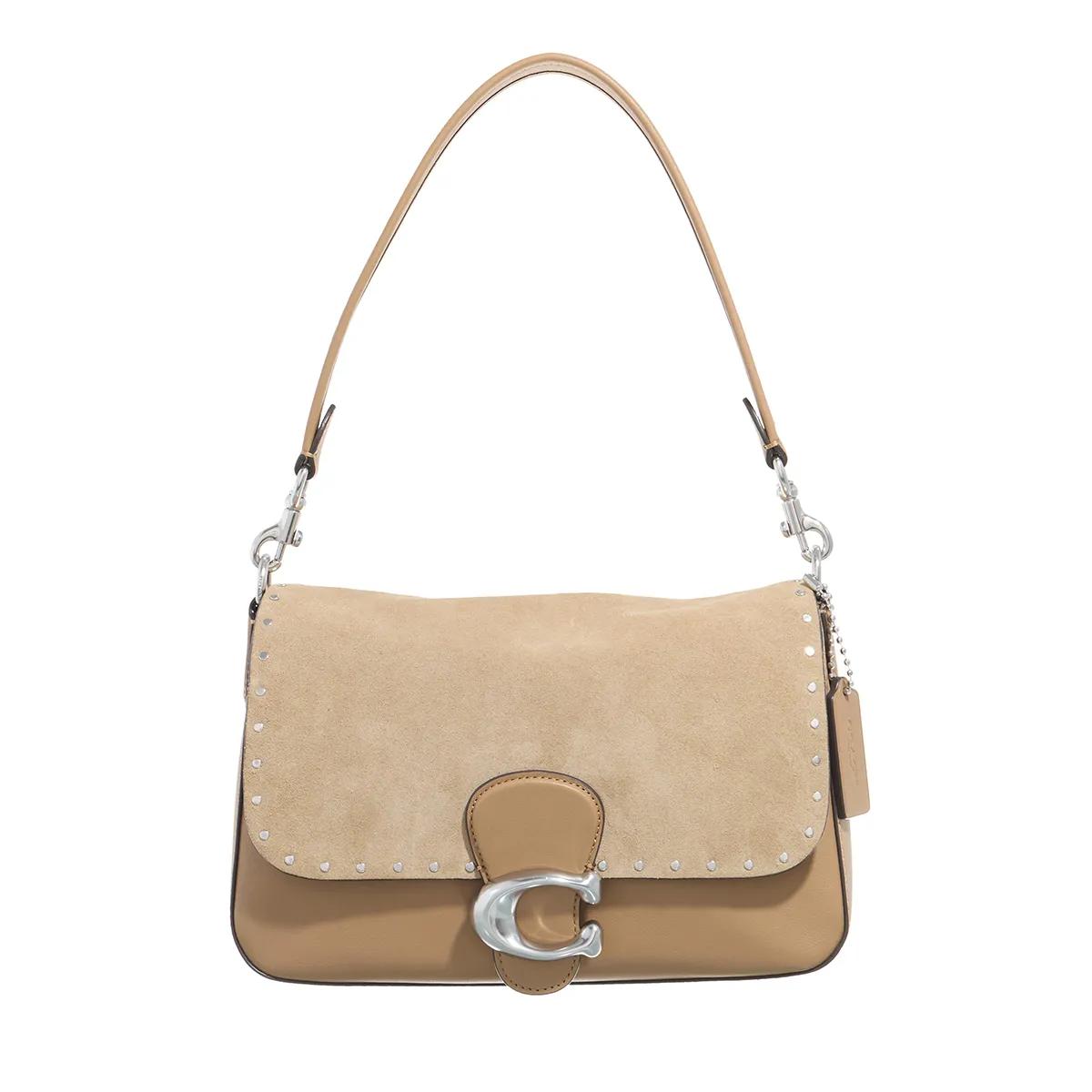 Coach Schultertasche - Mixed Leather Suede With Rivets And Tooling Soft T - Gr. unisize - in Braun - für Damen von Coach