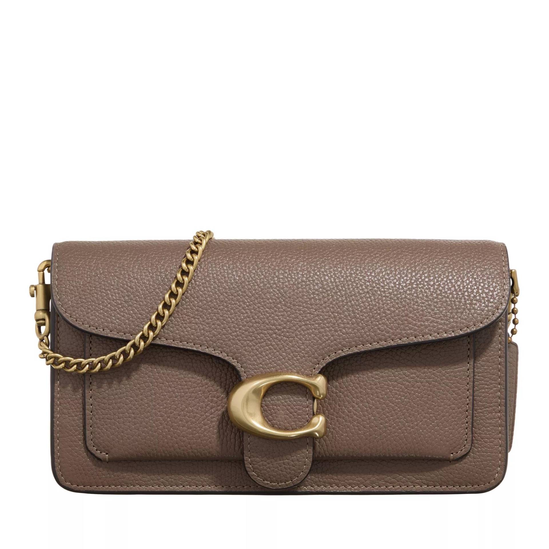 Coach Schultertasche - Polished Pebble Leather Tabby Chain Clutch - Gr. unisize - in Braun - für Damen von Coach