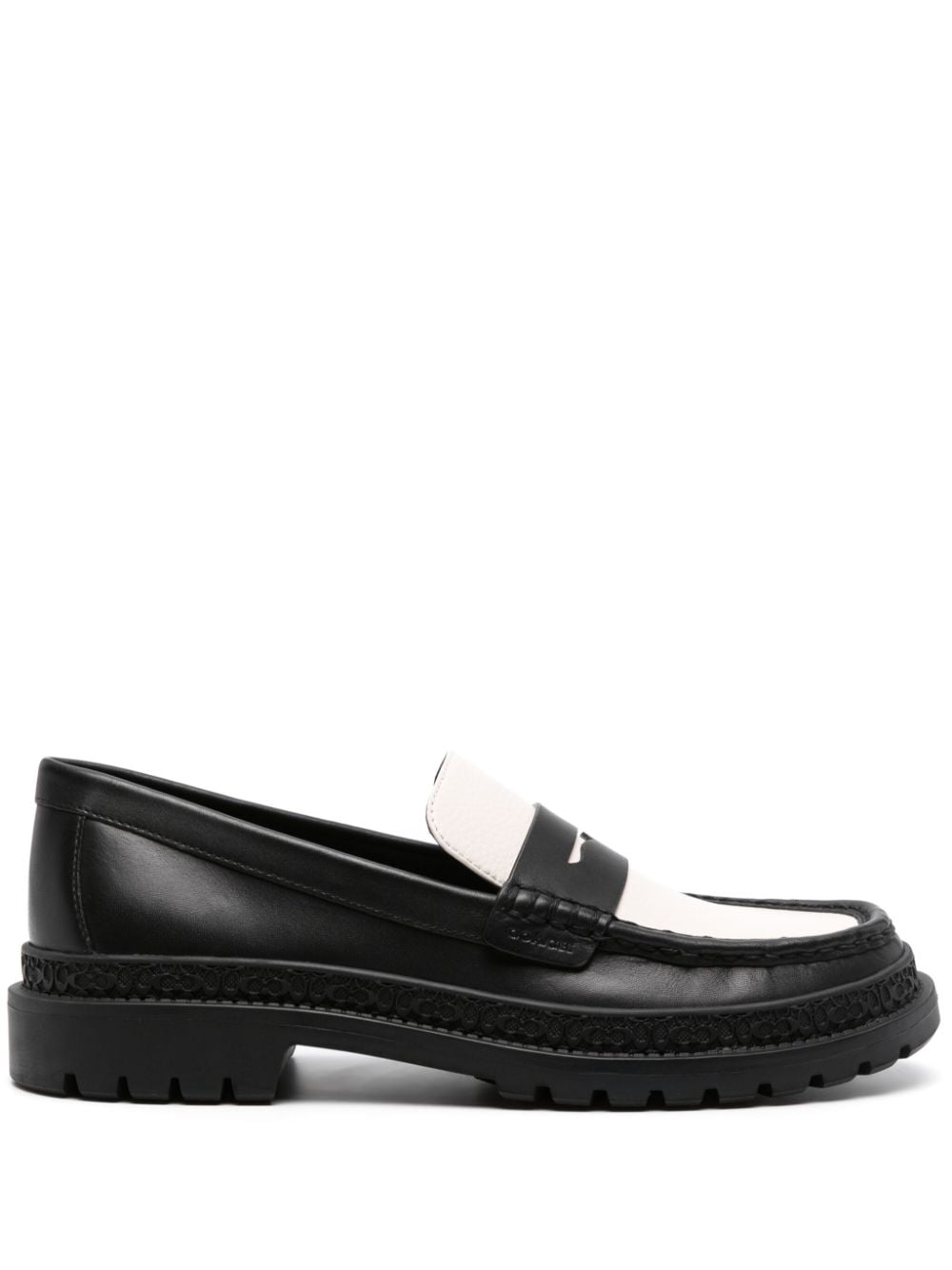Coach logo-embossed trim leather loafers - Black von Coach