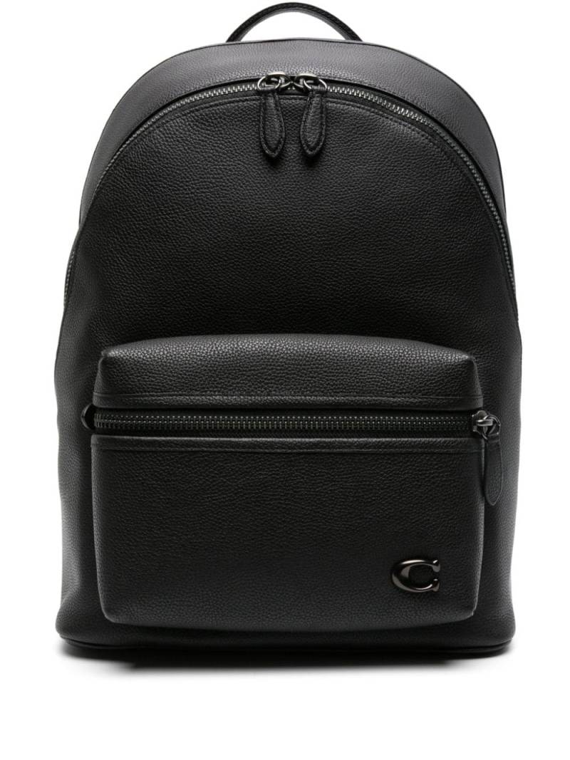 Coach logo-plaque leather backpack - Black von Coach