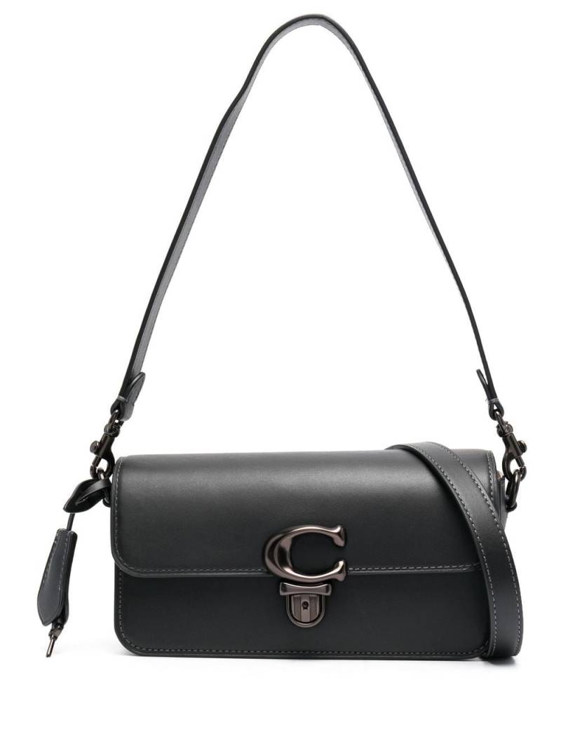 Coach logo-plaque leather tote bag - Black von Coach