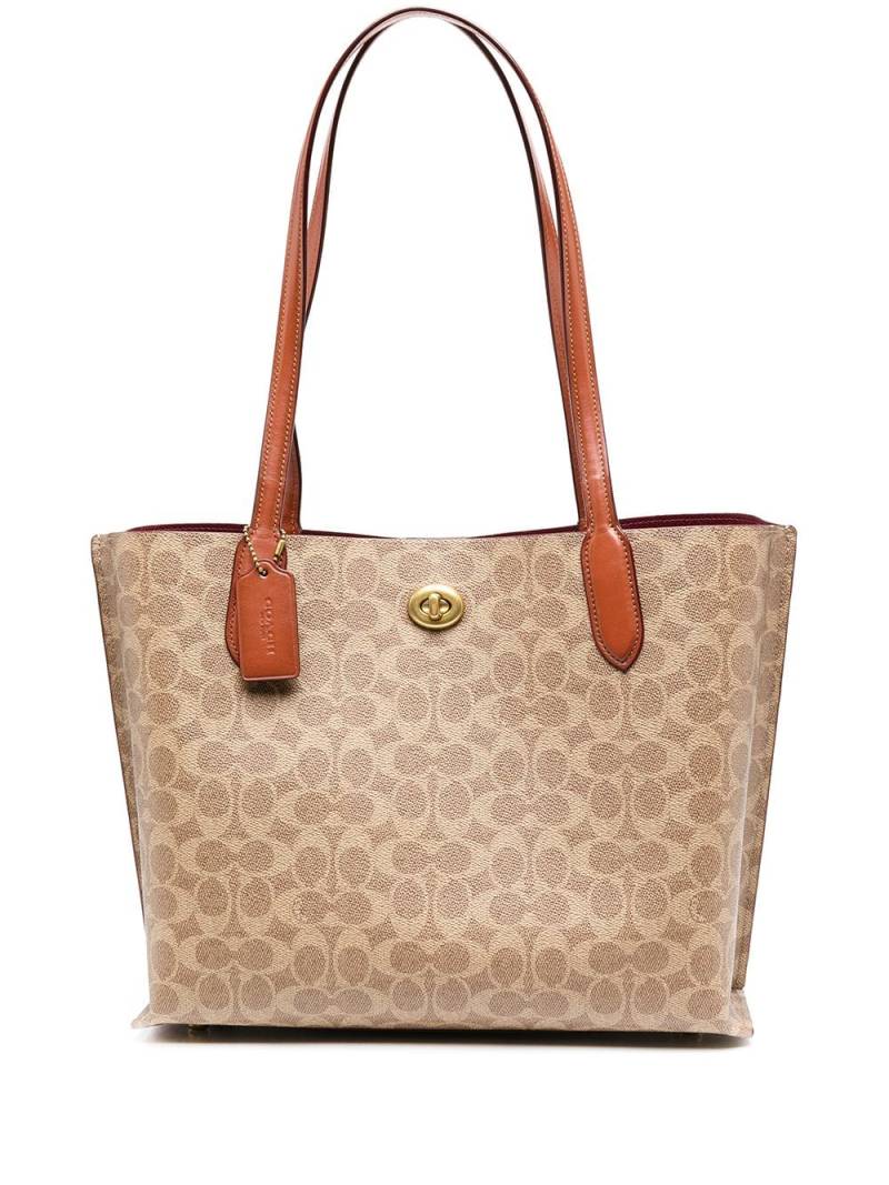 Coach printed leather tote bag - Brown von Coach