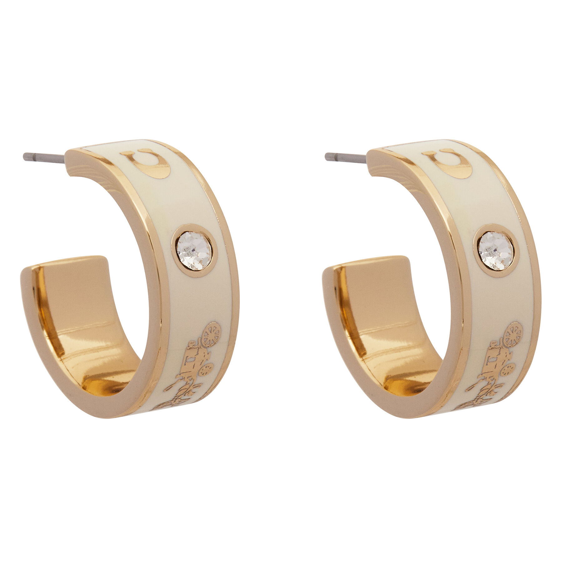 Ohrringe Coach Enamel Horse & Carriage Hoop Earrings 37479036GLD100 Goldfarben von Coach