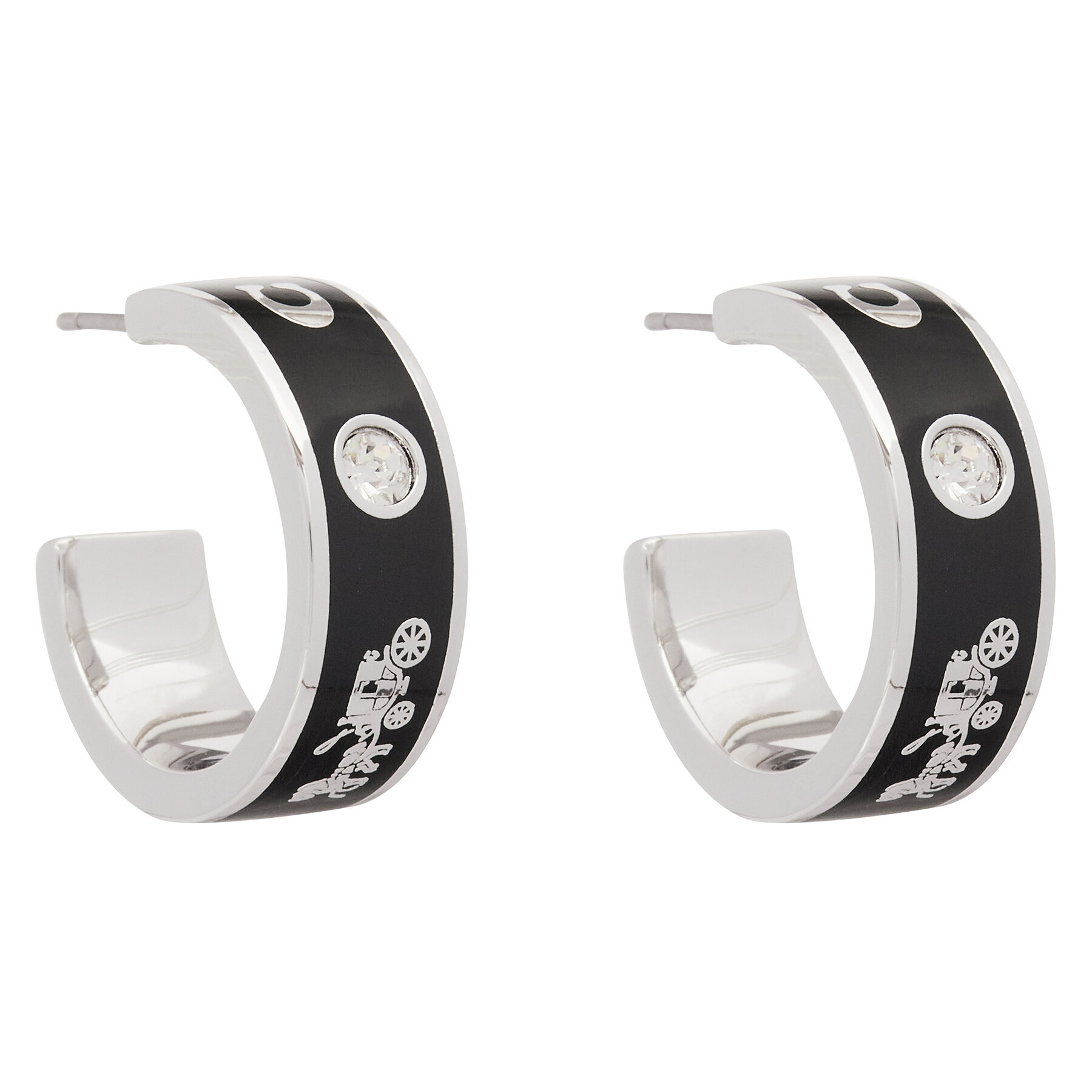 Ohrringe Coach Enamel Horse & Carriage Hoop Earrings 37479036RHO003 Schwarz von Coach