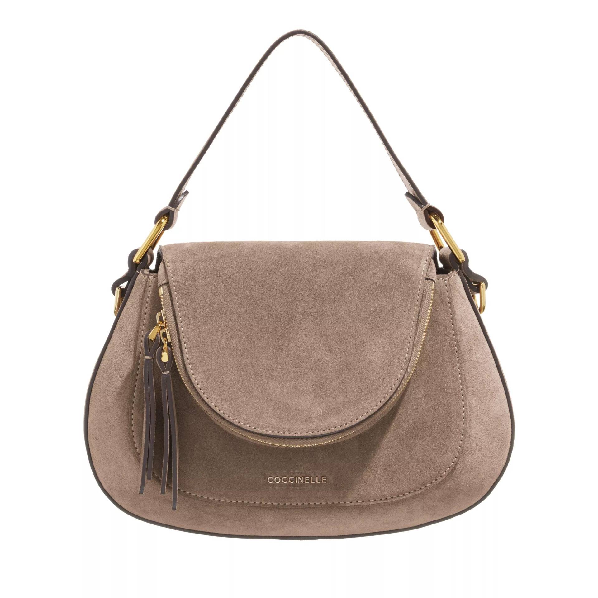 Coccinelle Schultertasche - Sole Suede - Gr. unisize - in Taupe - für Damen von Coccinelle