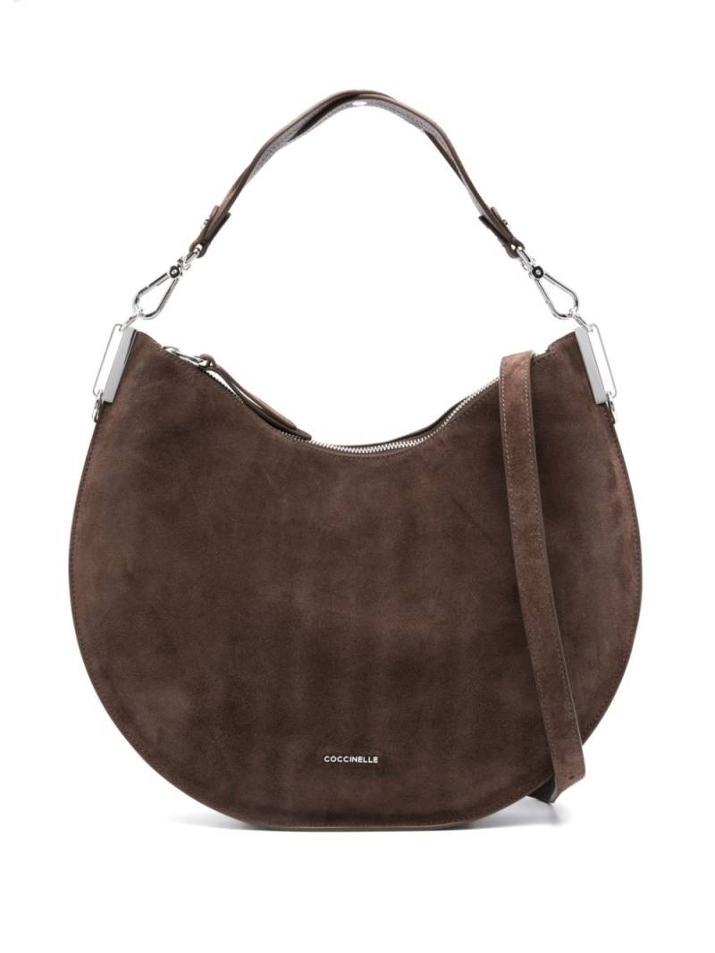 Coccinelle Sunup logo-lettering suede tote bag - Brown von Coccinelle