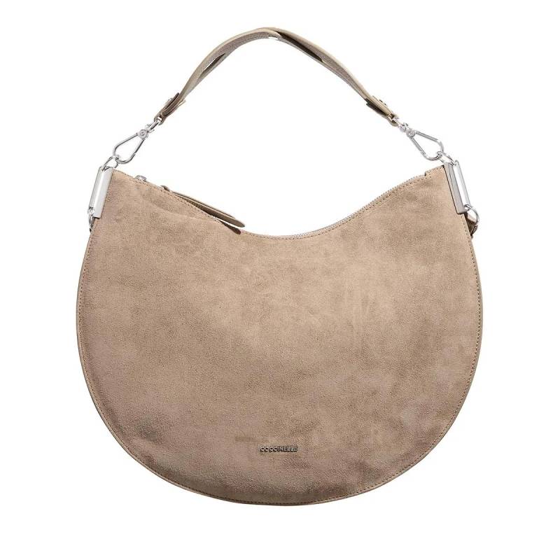 Coccinelle Schultertasche - Coccinellesunup Suede - Gr. unisize - in Taupe - für Damen von Coccinelle