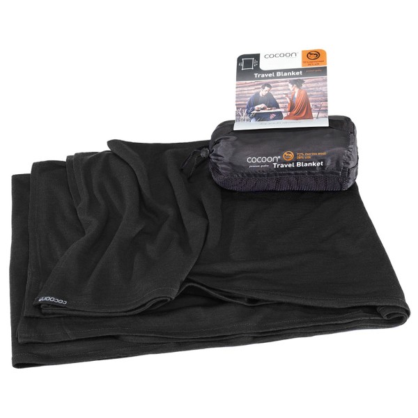 Cocoon - Merino Wool Silk Travel Blanket - Decke Gr 180 x 140 cm schwarz von Cocoon